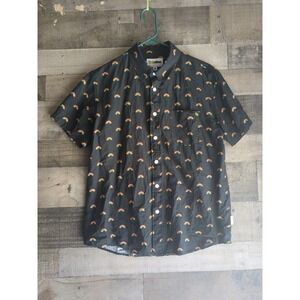 TIPSY ELVES RAINBOW ALL‎ THE WAY BUTTON FRONT SHIRT Men's Size M  BLACK  NEW